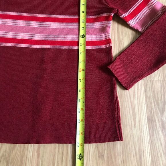 Demetre 100% Wool Striped Crew Neck Knit Sweater Women's Size M Large Multicolor - Picture 6 of 8